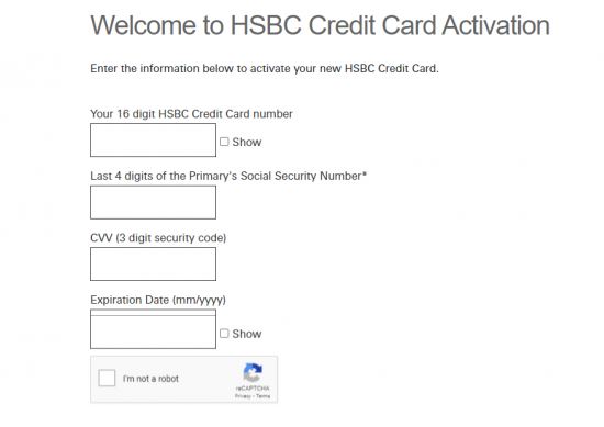 hsbc card activation