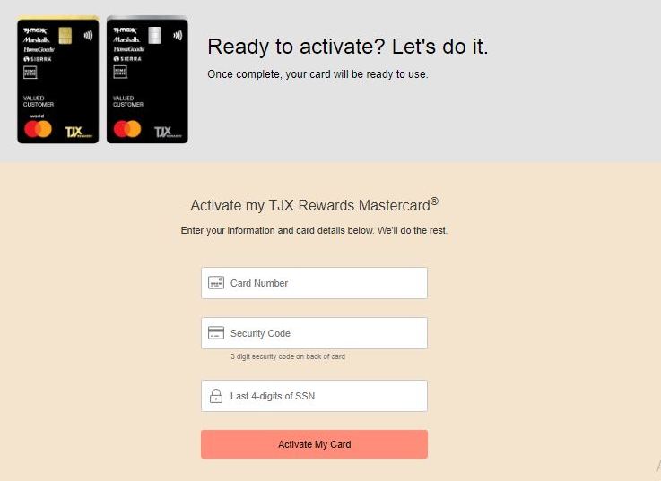 TJX Credit Card Activate Online