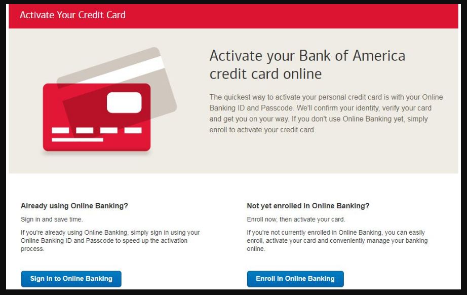 BOA Credit Card Activation Online